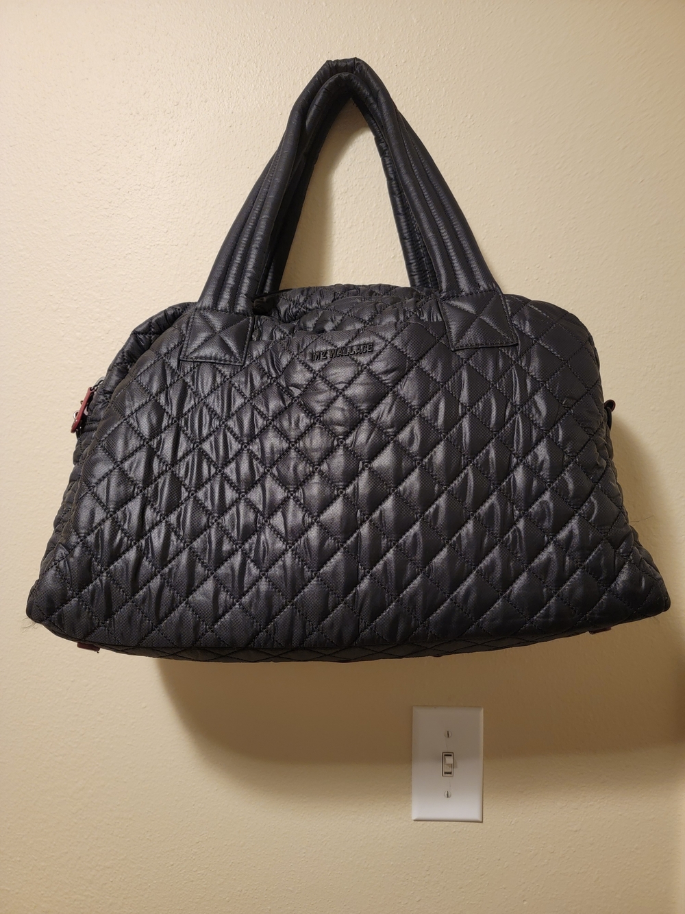 MZ Wallace Black Jimmy Deluxe Quilted Duffle Bag